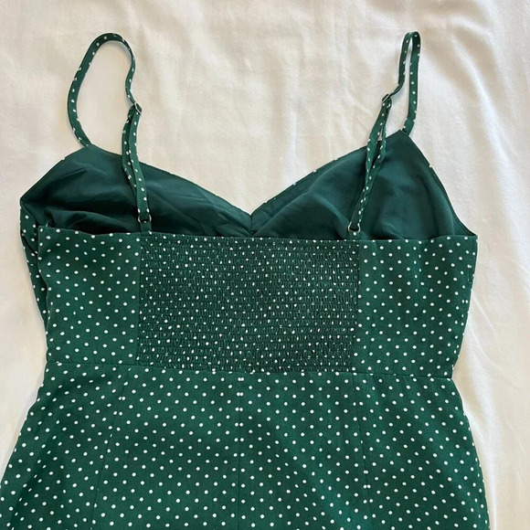 Urban Outfitter | Green with White Polka Dot Mini Ruffle Dress NWT | Size S - Picture 7 of 7